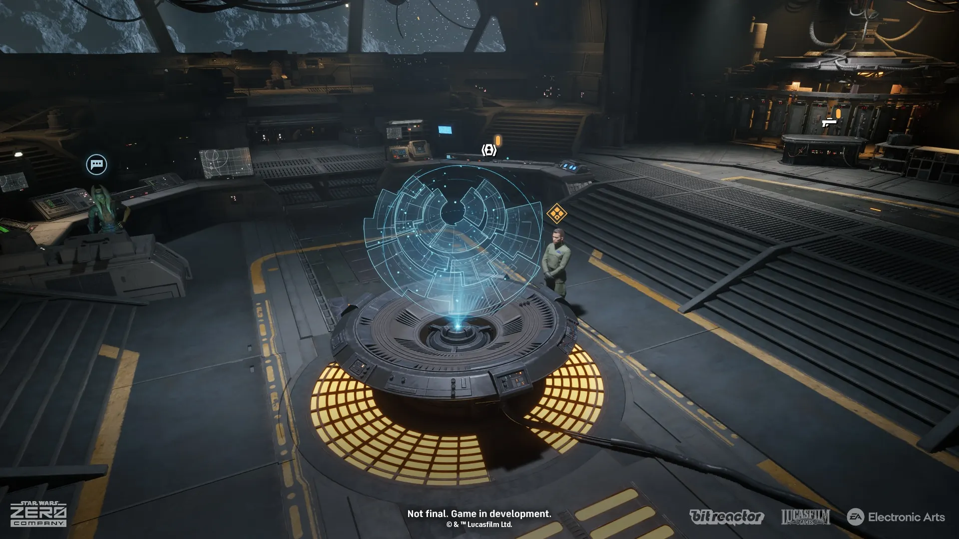 The Den command center and holographic mission-planning table in an official STAR WARS Zero Company preview